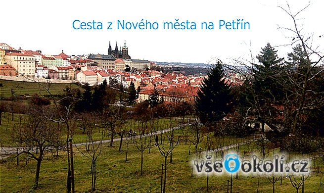 Pohled na Pražský hrad od cesty na Petřín.