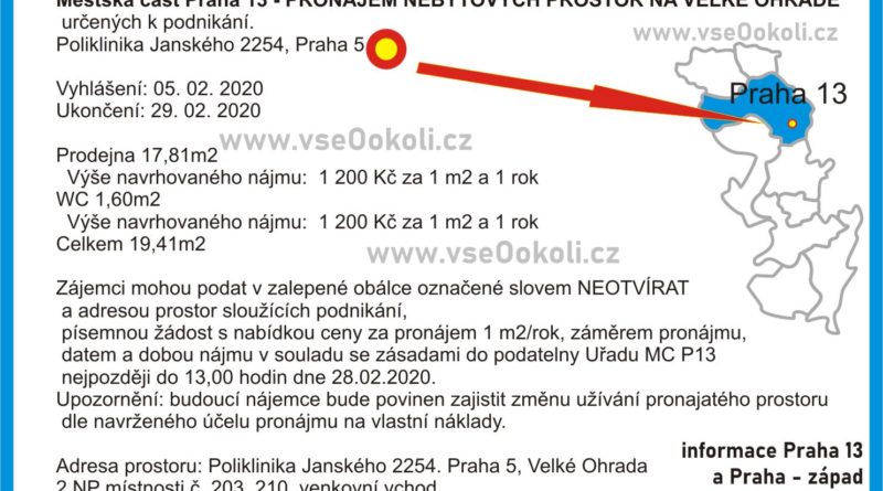 Nabídka - Pronájem prostor k podnikání na Praze 13