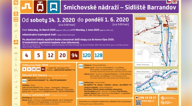 Náhradní autobusy 120 a 128 povedou i přes oblast Prahy 5 Zlíchov.