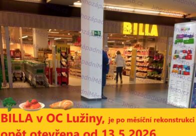 Billa v OC Lužiny je opět oteřená od 13. května 2026, po měsíční rekonstrukci.
