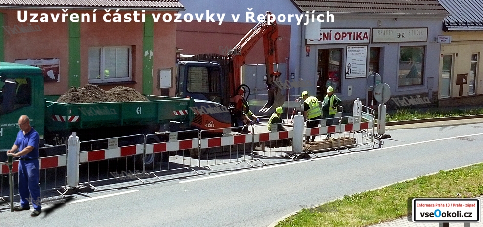Havárie vody a uzavření hlavní smíchovské ulice vedoucí přes Řeporyje směr centrum Prahy.